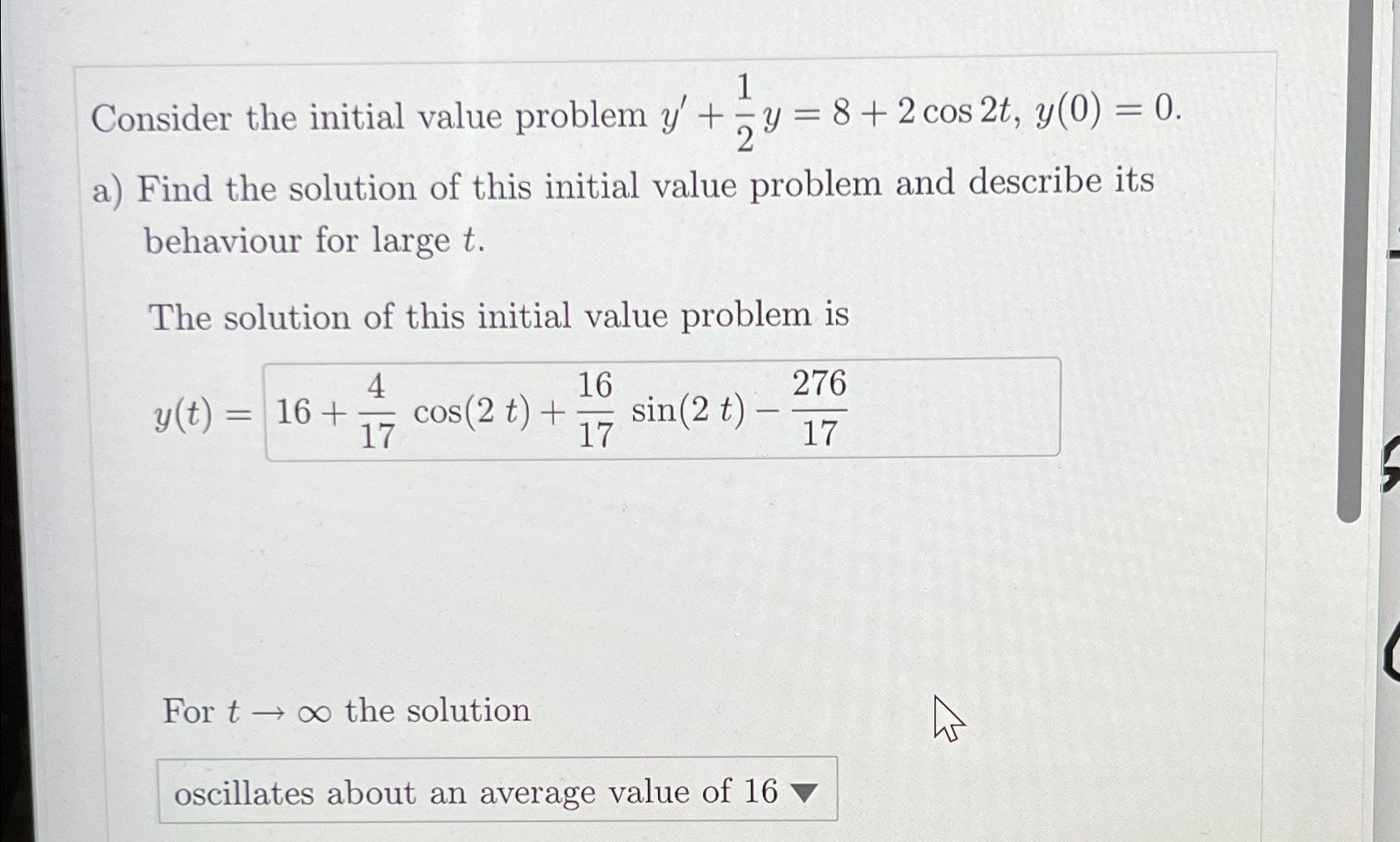Solved Consider the initial value problem | Chegg.com