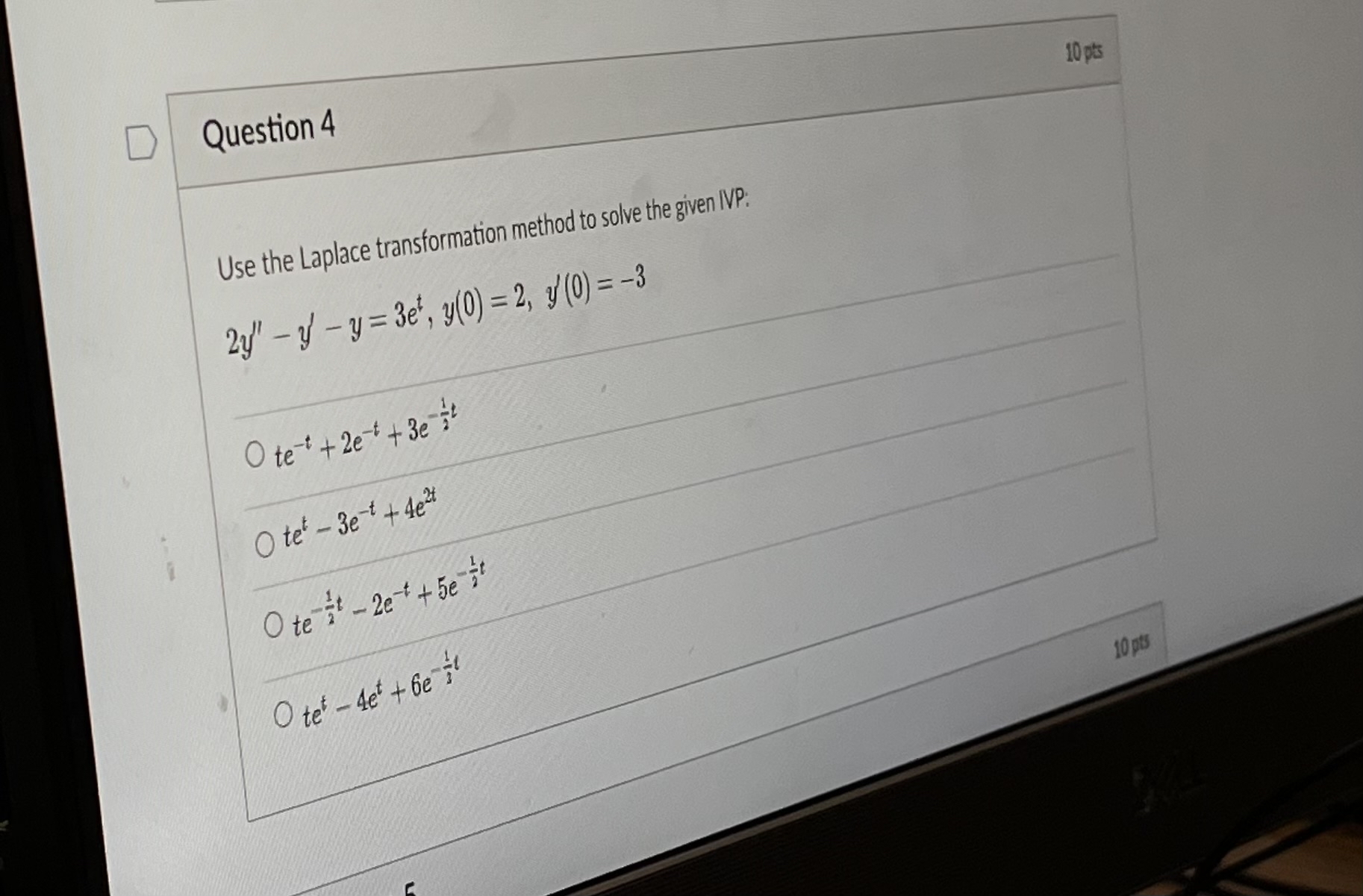 Solved Question 4Use The Laplace Transformation Method To | Chegg.com