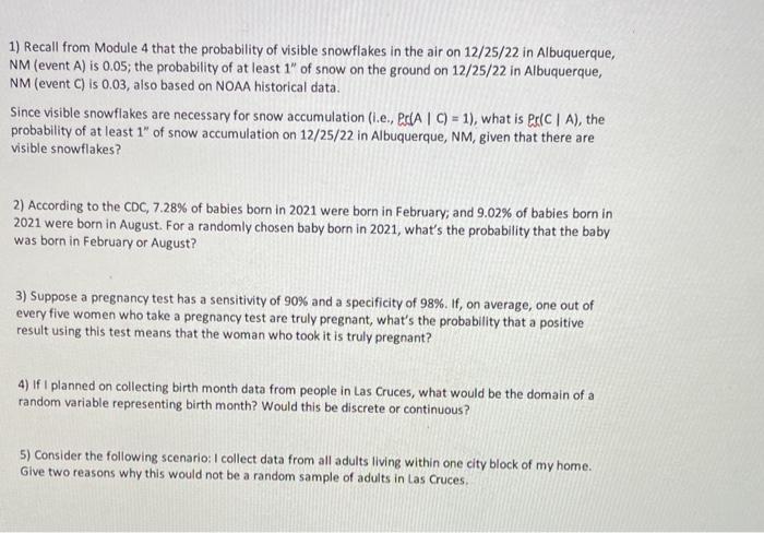 Solved 1) Recall from Module 4 that the probability of | Chegg.com