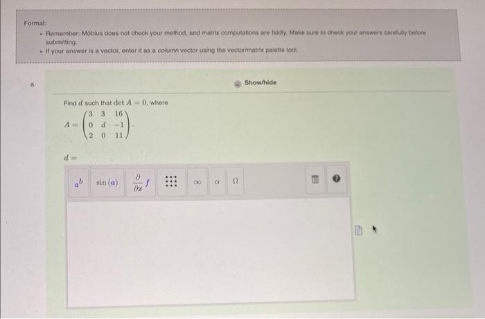 Solved Format: - Homember Moblus does not check your | Chegg.com
