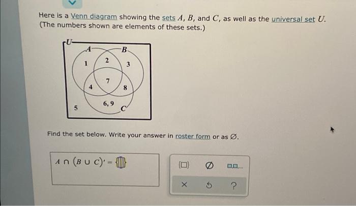 Solved Here Is A Venn Diagram Showing The Sets A, B, And C, | Chegg.com