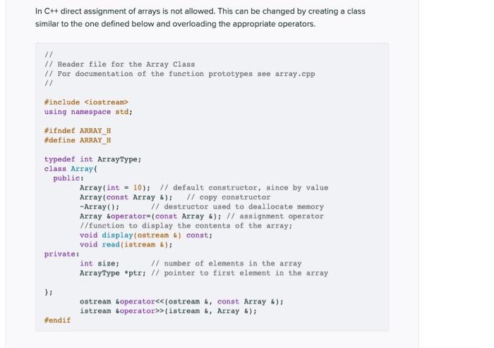 Solved In C++ direct assignment of arrays is not allowed. | Chegg.com