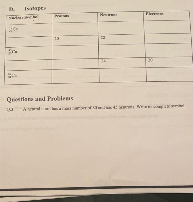 Solved Questions and Problems Q.3 A neutral atom has a mass | Chegg.com