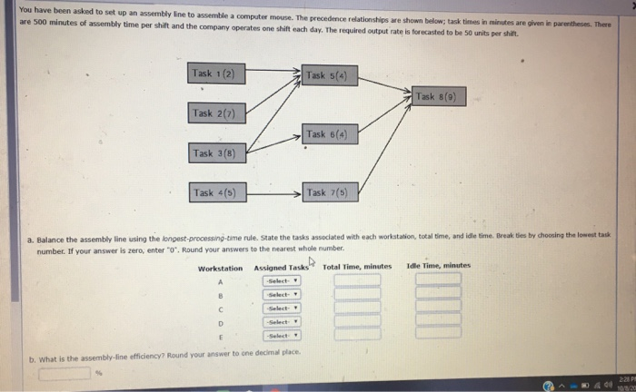 Solved You have been asked to set up an assembly line to | Chegg.com