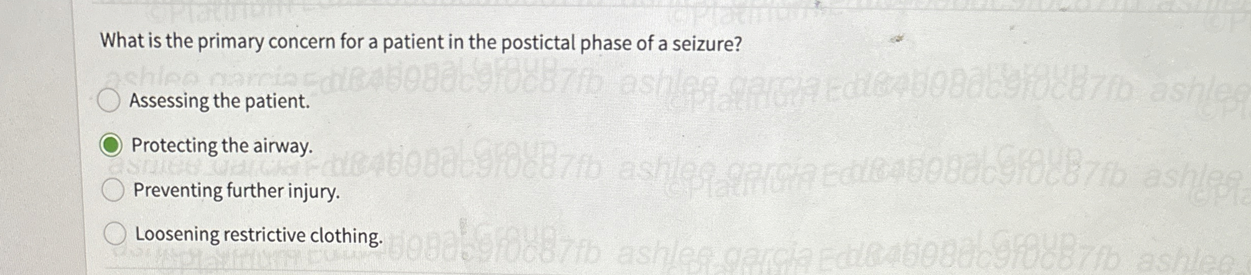 What is the primary concern for a patient in the | Chegg.com