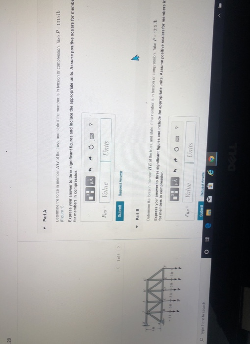 Solved Part A Determine the force in member HG of the truss, | Chegg.com