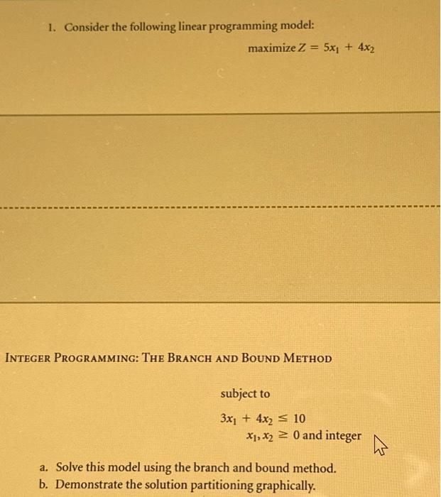 Solved 1. Consider the following linear programming model: | Chegg.com