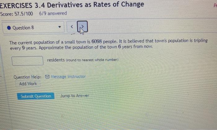 Solved Progress EXERCISES 3.4 Derivatives as Rates of Change | Chegg.com