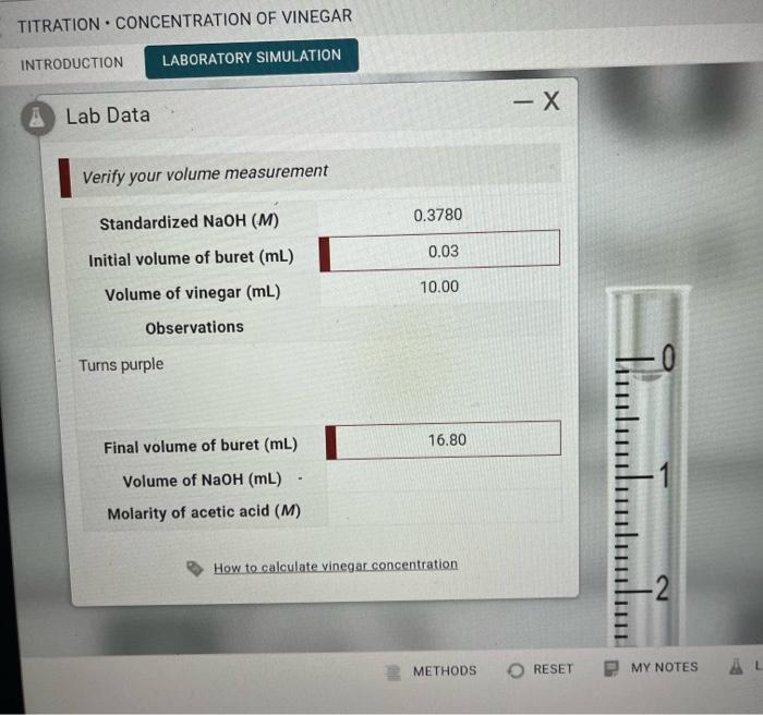 Solved Titration • Concentration Of Vinegar Introduction