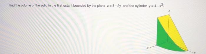 Solved Find the volume of the solid in the first octant | Chegg.com