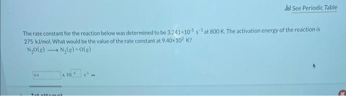 Solved The rate constant for the reaction below was | Chegg.com