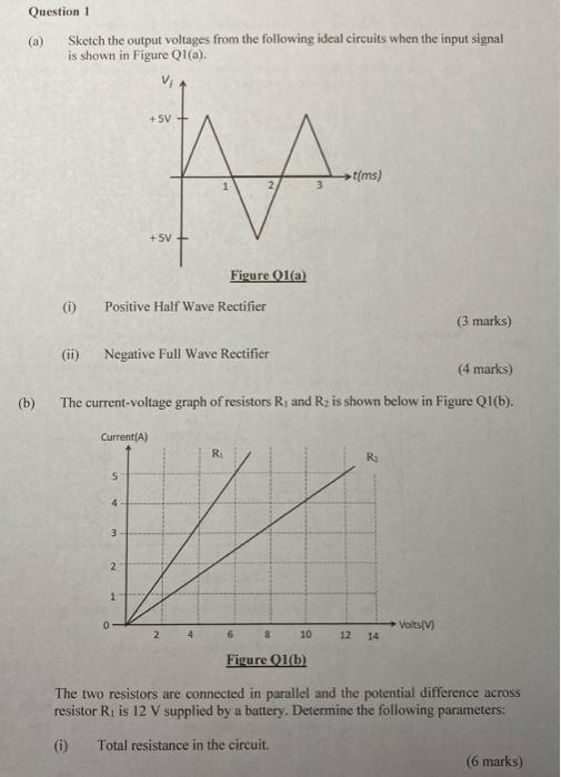 Solved Question 1 Sketch the output voltages from the | Chegg.com