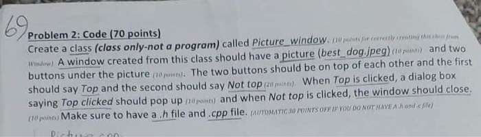 Solved Problem 2: Code (70 points) Create a class (class | Chegg.com