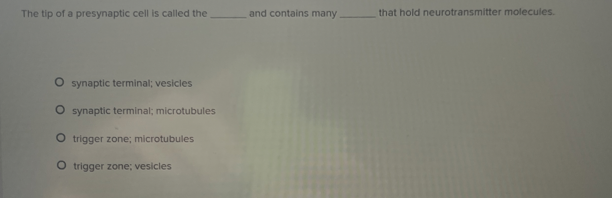 Solved The tip of a presynaptic cell is called theand | Chegg.com