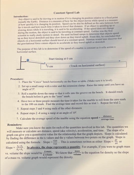 Constant Speed Lab Introduction Any object is said