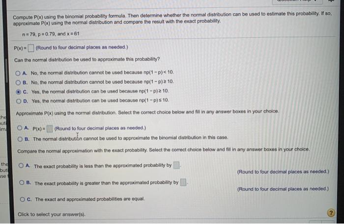 Solved Compute P(x) using the binomial probability formula. | Chegg.com