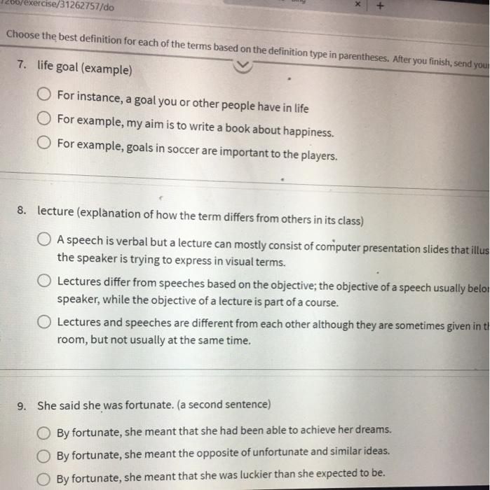 Solved Choose the best definition for each of the terms | Chegg.com