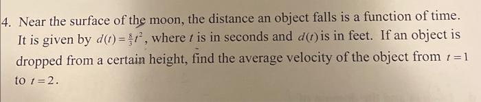 Solved 4. Near the surface of the moon, the distance an | Chegg.com