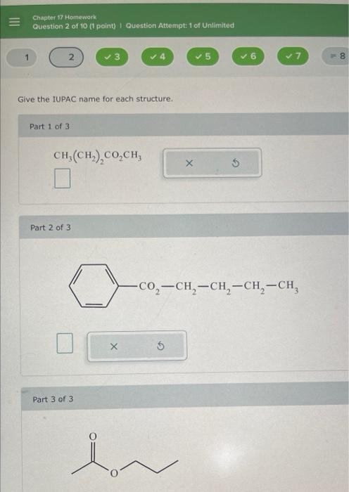 Solved Give The Iupac Name For Each Structure Part 1 Of 3 9482