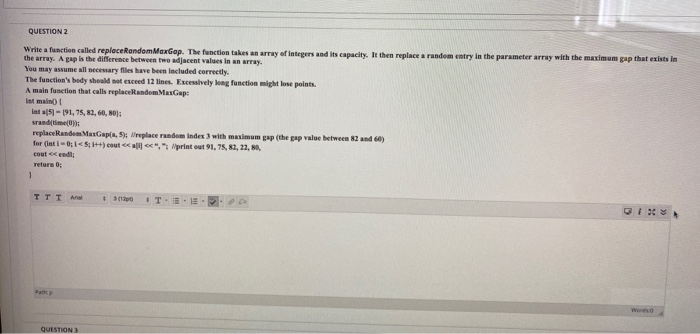 Solved QUESTION 2 and try in the parameter array with the | Chegg.com
