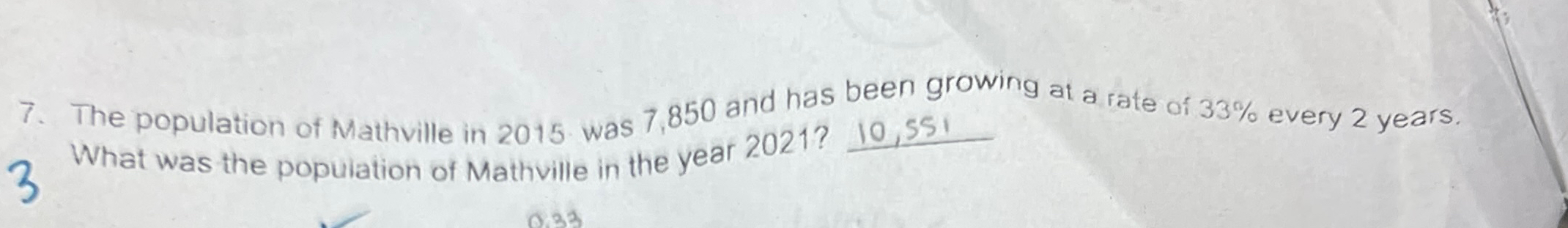 Solved The population of Mathville in 2015 ﻿was 7,850 ﻿and | Chegg.com