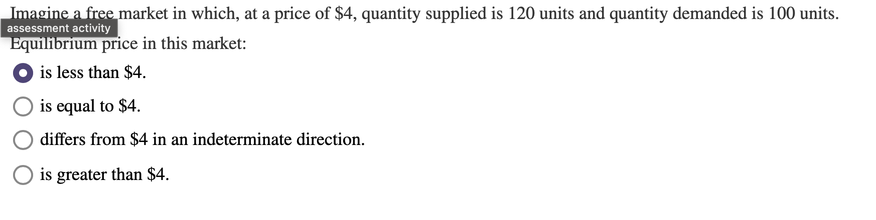 Solved Imagine a free market in which, at a price of $4, | Chegg.com