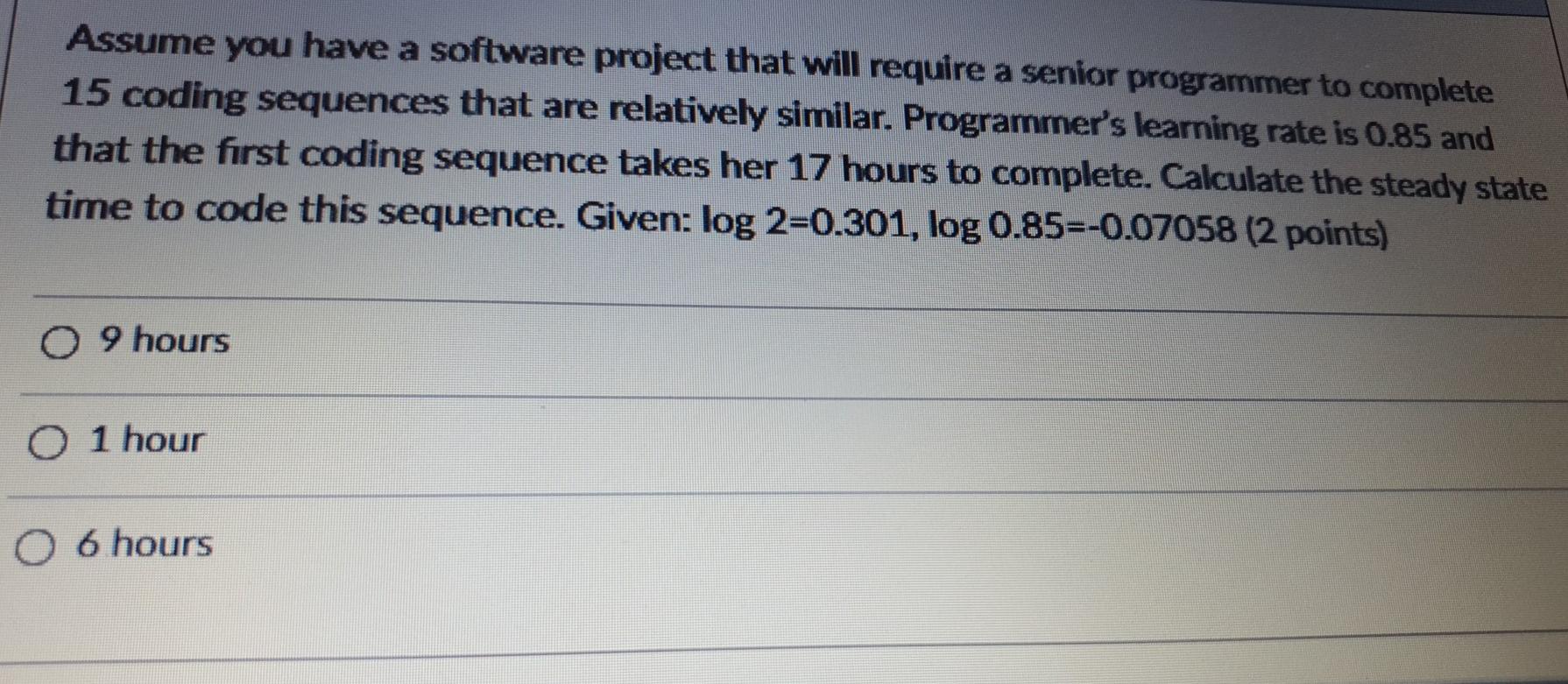 Solved Assume you have a software project that will require | Chegg.com