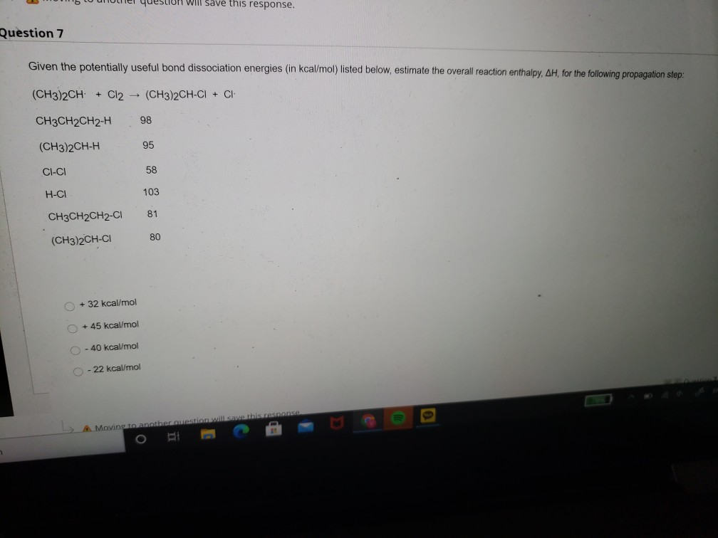 Solved estion will save this response. Question 7 Given the | Chegg.com
