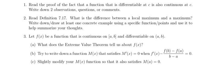 Solved 1. Read the proof of the fact that a function that is | Chegg.com