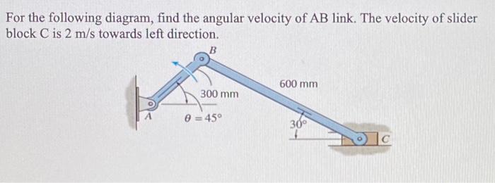 Solved For the following diagram, find the angular velocity | Chegg.com