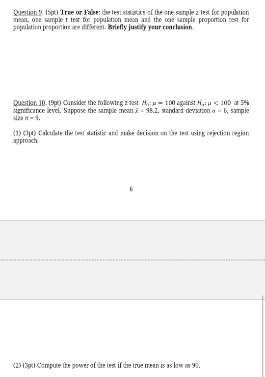Solved Question 9 5pt True Or False The Test Statistics Chegg Com