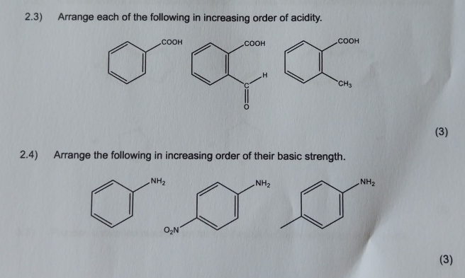 Solved 2.3) Arrange each of the following in increasing | Chegg.com