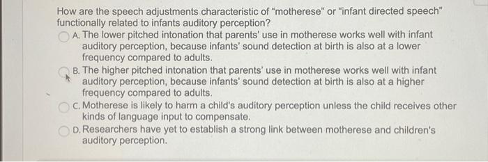 Solved How are the speech adjustments characteristic of | Chegg.com