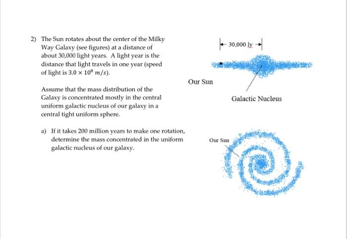 Solved 2) The Sun rotates about the center of the Milky Way | Chegg.com