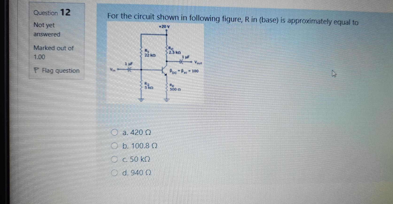 Solved Question 12 For the circuit shown in following | Chegg.com