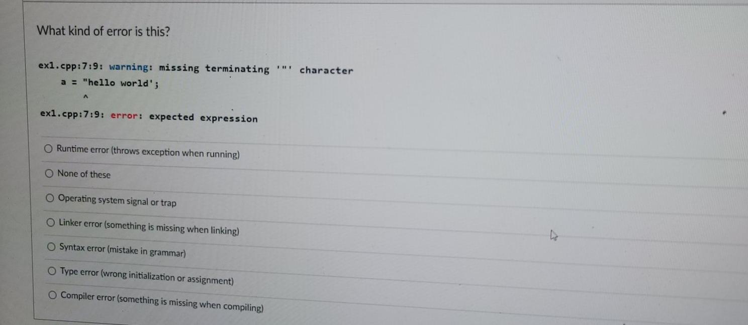Solved What kind of error is this? ex1.cpp:7:9: warning: | Chegg.com