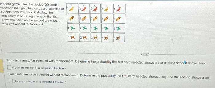 Solved A board game uses the deck of 20 cards shown to the | Chegg.com