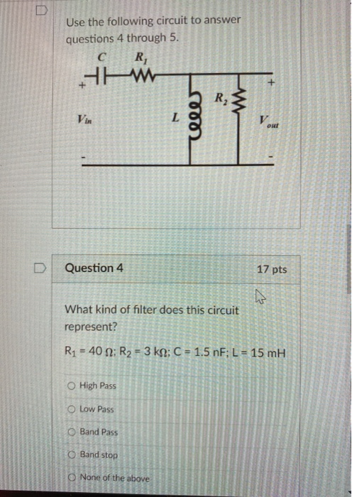 Solved U Use the following circuit to answer questions 4 | Chegg.com