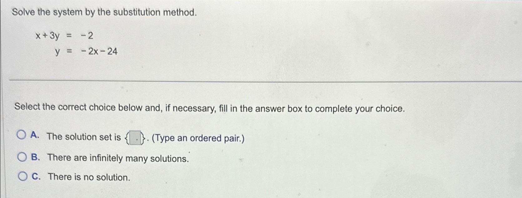 Solved Solve the system by the substitution | Chegg.com
