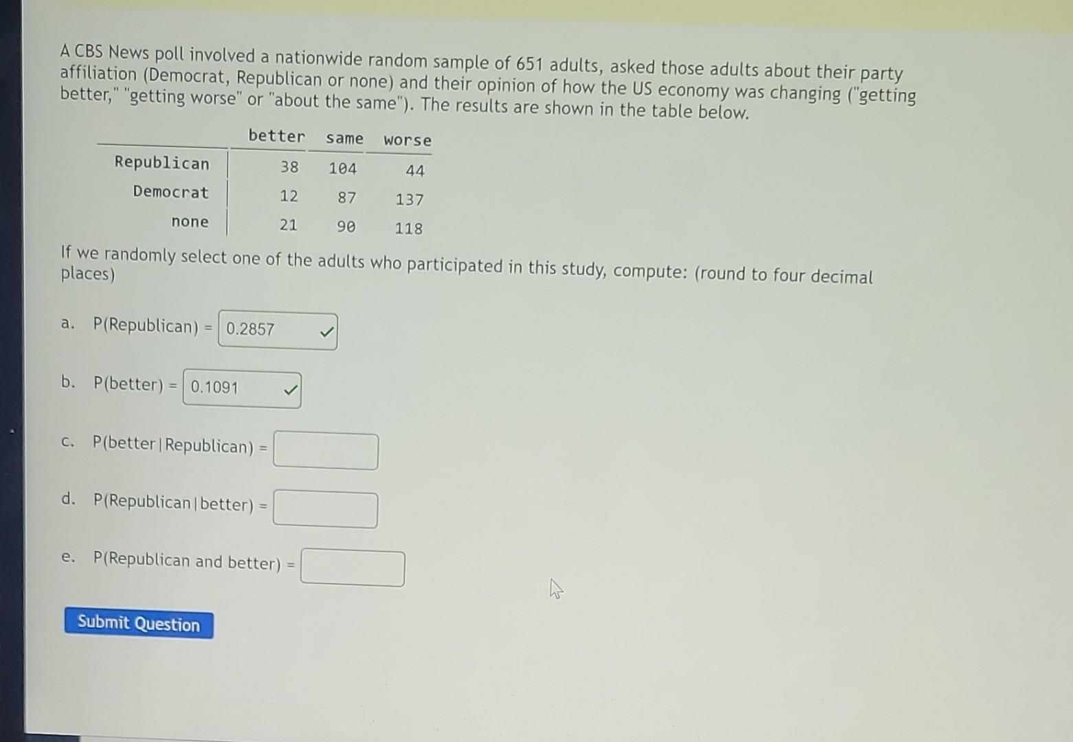 Solved A Cbs News Poll Involved A Nationwide Random Sample Chegg Com