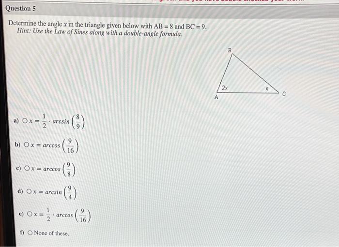 Solved Determine the angle x in the triangle given below | Chegg.com