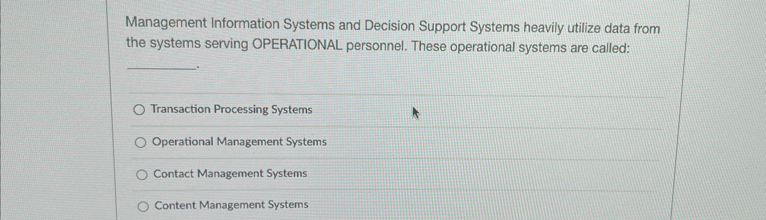 Solved Management Information Systems and Decision Support | Chegg.com