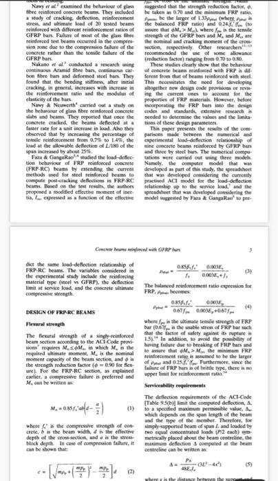 flexural behaviour of concrete beams reinforced with | Chegg.com