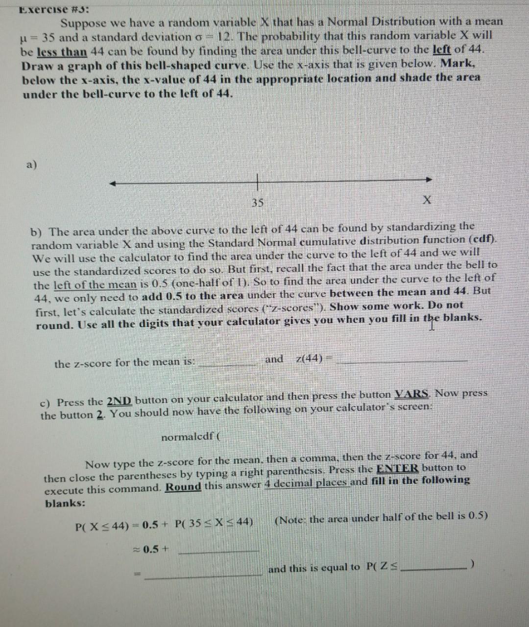 Solved Exercise \#2: Suppose we have a random variable X