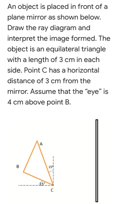 Solved An object is placed in front of a plane mirror as | Chegg.com