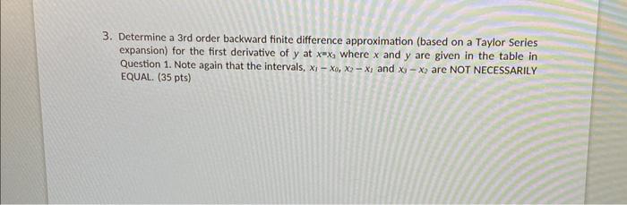 3. Determine a 3rd order backward finite difference | Chegg.com