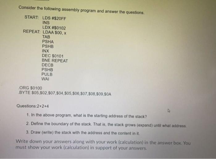 Solved Consider the following assembly program and answer | Chegg.com