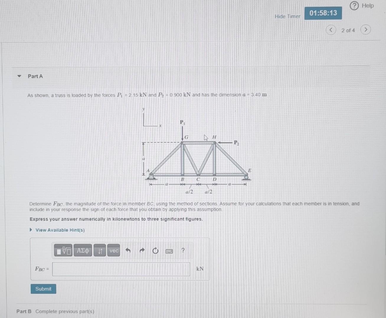 Solved The space truss supports a force F=[300i+400j−650k]N. | Chegg.com