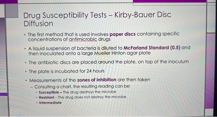 Solved A. Document the results of Kirby-Bauer method of | Chegg.com