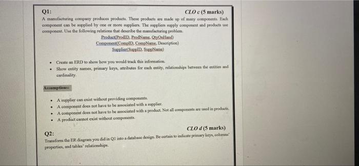 Solved This Assignment For Database Managementthe First Q1 | Chegg.com